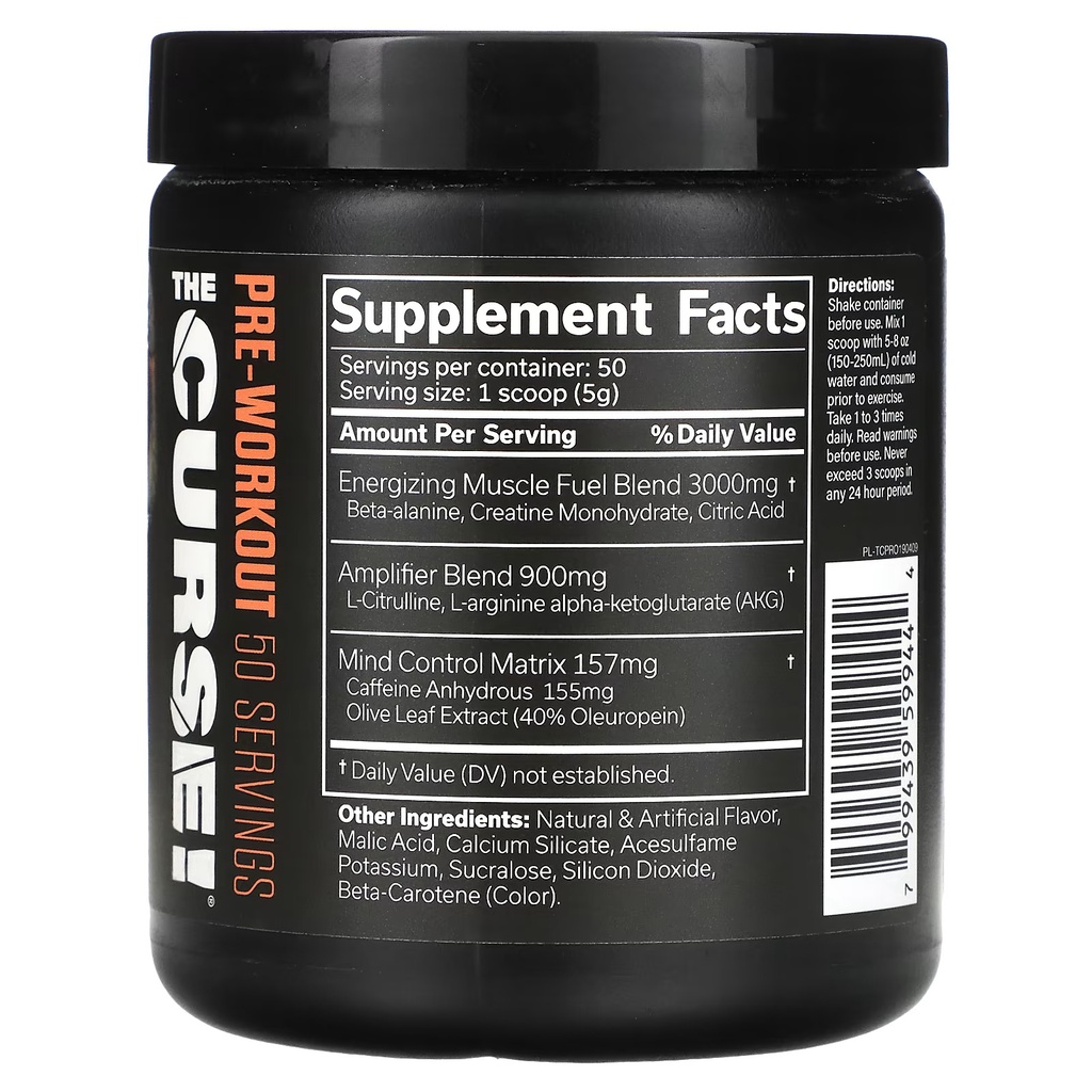 The Curse Pre-Workout Powder Peach Rings Flavor - vegan