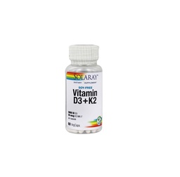 [174702080093] Solaray Soy-free Vitamin D3+k2 Veg Capsules